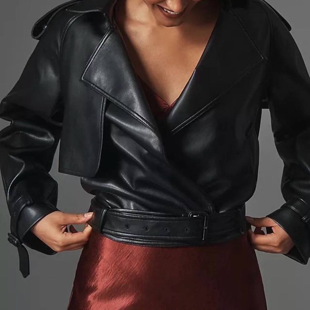 Gray Lab Black Faux Leather Jacket